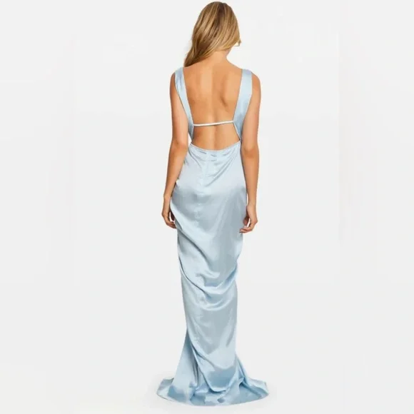 NWT Baobab Liz Blue Satin Dress - Picture 4 of 5